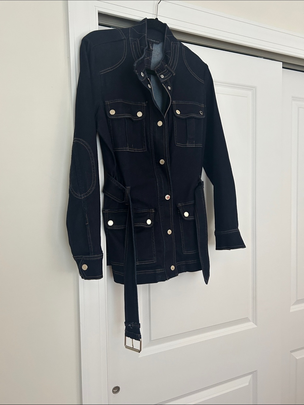 White House Black Market Black Utility Jacket with Belt